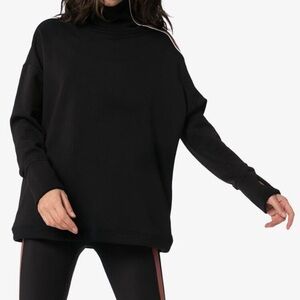 Sweaty Betty Freedom Thermal Running Black Pullover Orange Zipper Gray Trim M